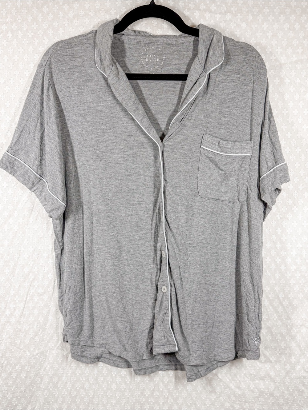 Cozy Earth Grey Short Sleeve Button Up Bamboo Pajama Set